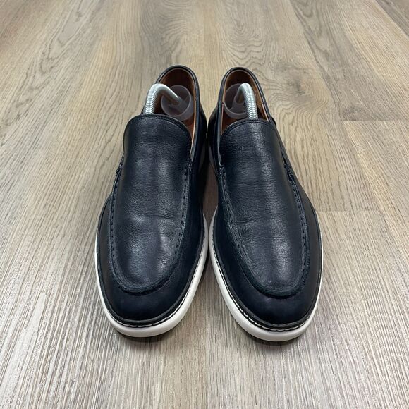 Allen Edmonds Wilder Mens 9 Black Slip On Loafers Venetian Leather Low Top - Picture 2 of 10